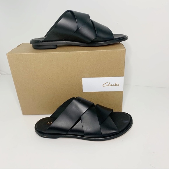 Clarks Women's Black Willow Art Slide Sandals, Size 6.5 - Picture 2 of 6